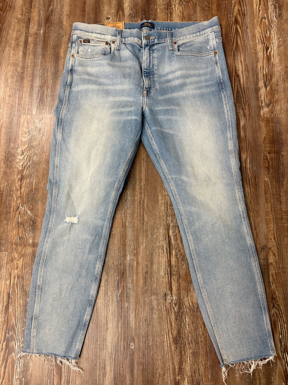 NWT Polo Ralph Lauren The Tompkins Mid Rise Skinny Crop Denim Jeans 33 Raw Hem
